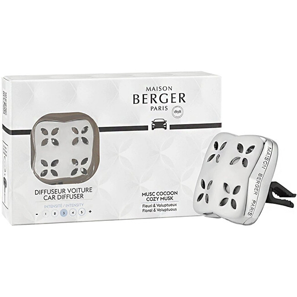 Fotoja e Set Difuzor për makinë Cozy Silver+ Rimbushes Cozy Musk Maison Berger Paris