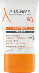Fotoja e Lëng mbrojtës ndaj diellit A-Derma SPF 50 Protect Pocket (Vey High Protection Invisible Fluid), 30 ml