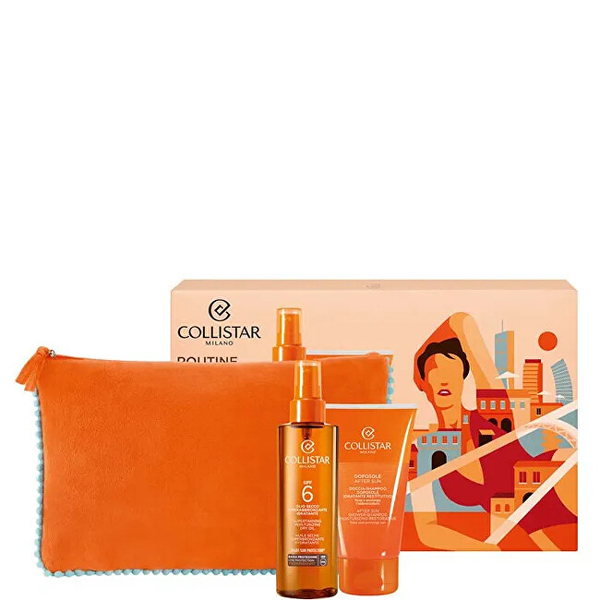 Fotoja e Set për kujdes ndaj diellit Collistar Supertanning Mosturizing, vaj mbrojtës dhe për nxirje SPF 30 200 ml + shampo dushi pas diellit 150 ml + çantë kozmetike