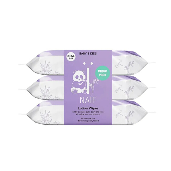 Fotoja e Peceta të lagura për foshnje NAIF Aloe Vera Lotion Wipes, 3 x 54 copë