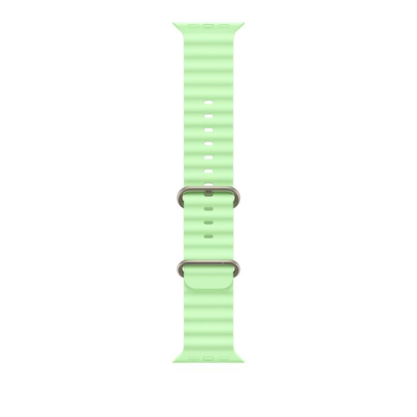 Fotoja e Apple Watch 49mm Band, Neon Green Ocean Band Extension, Natural Titanium Finish