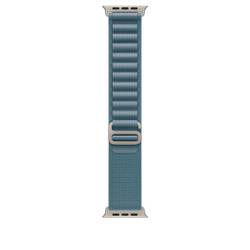 Fotoja e Apple Watch 49mm Loop, Light Blue Alpine Loop, Large, Natural Titanium Finish