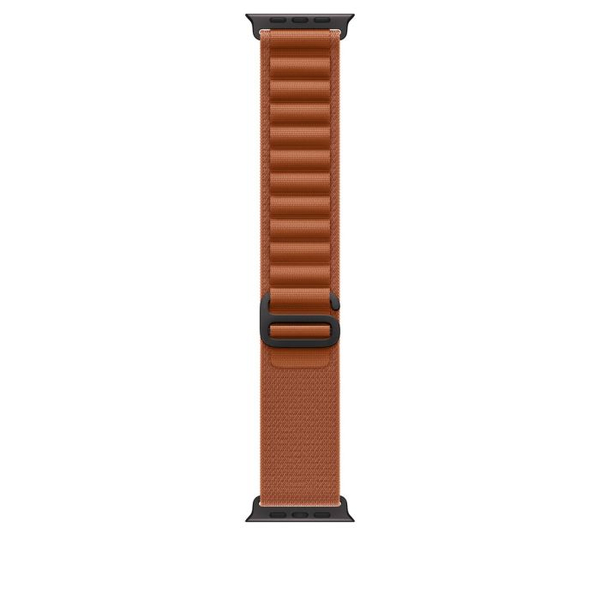 Fotoja e Apple Watch 49mm Loop, Terra Cotta Alpine Loop, Medium, Black Titanium Finish