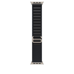 Fotoja e Apple Watch 49mm Loop, Black Alpine Loop, Small, Natural Titanium Finish