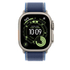 Fotoja e Apple Watch 49mm Loop, Blue/Bright Blue Trail Loop, S/M, Natural Titanium Finish, Picture 3