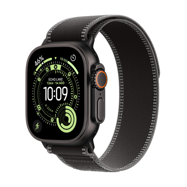 Fotoja e Apple Watch Ultra 3 Cellular 49mm Black Titanium Case with Black/Charcoal Trail Loop, S/M