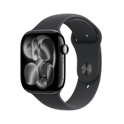Fotoja e Apple Watch Series 11 GPS 46mm Jet Black Aluminium Case with Black Sport Band, M/L