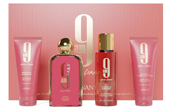 Fotoja e Set Afnan 9AM Pour Femme, EDP 100 ml + xhel dushi 100 ml + sprej për trup 150 ml + losion për trup 100 ml