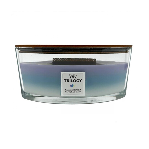 Fotoja e Qiri aromatik WoodWick Trilogy Calming Retreat, 453.6 g