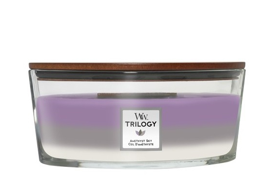 Fotoja e Qirinjë aromatikë WoodWick Trilogy Amethyst Sky, 3x 453.6 g