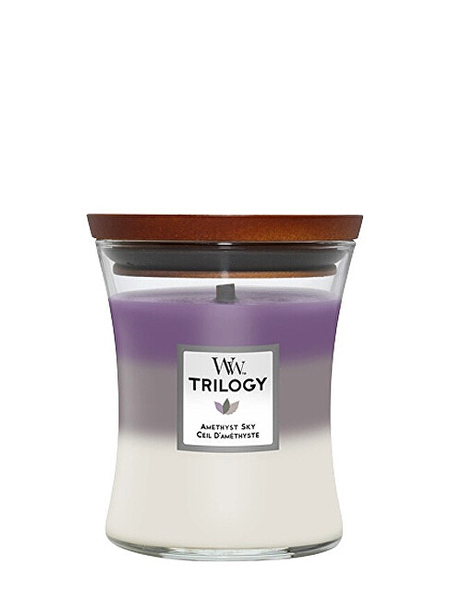 Fotoja e Qirinjë aromatikë WoodWick Trilogy Amethyst Sky Medium, 3x 275 g
