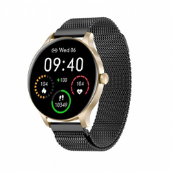 Fotoja e SmartWatch GARETT CLASSY GOLD-BLACK, STEEL (IP68 waterproof)