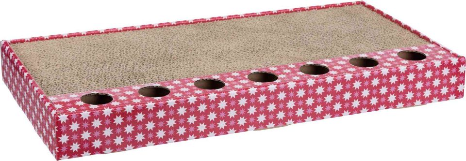 Gërvishtëse për mace Trixie, me lodra, 48x25 cm, rozë