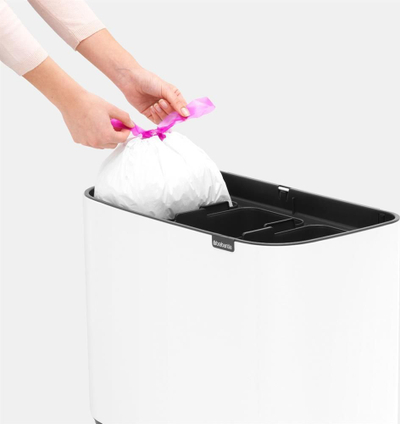 Kosh i mbeturinave me ndarje Brabantia, 3 x 11 l, i bardhë