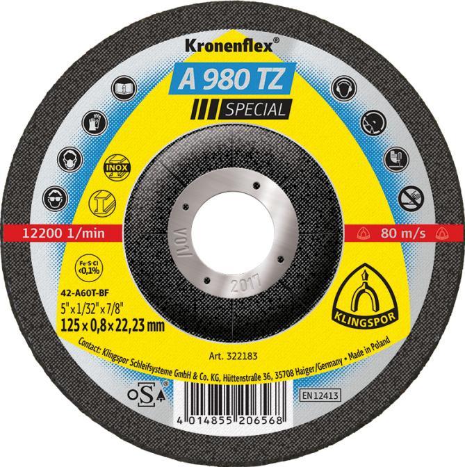 Disk KLINGSPOR, A 980 TZ, 125x0.8x22mm, 1 copë