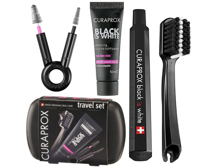 Set udhëtimi Curaprox, brushë, brushë interdentale & pastë, e zezë