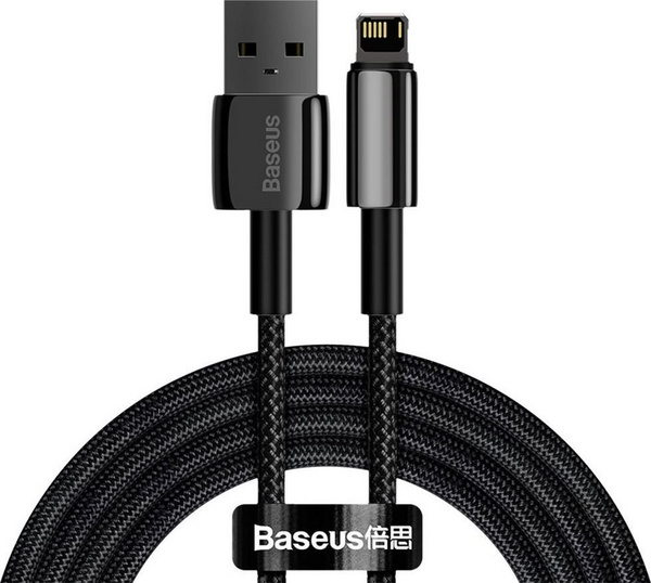 Kabllo Baseus USB në Lightning, 2.4 A, 2 m, e zezë 