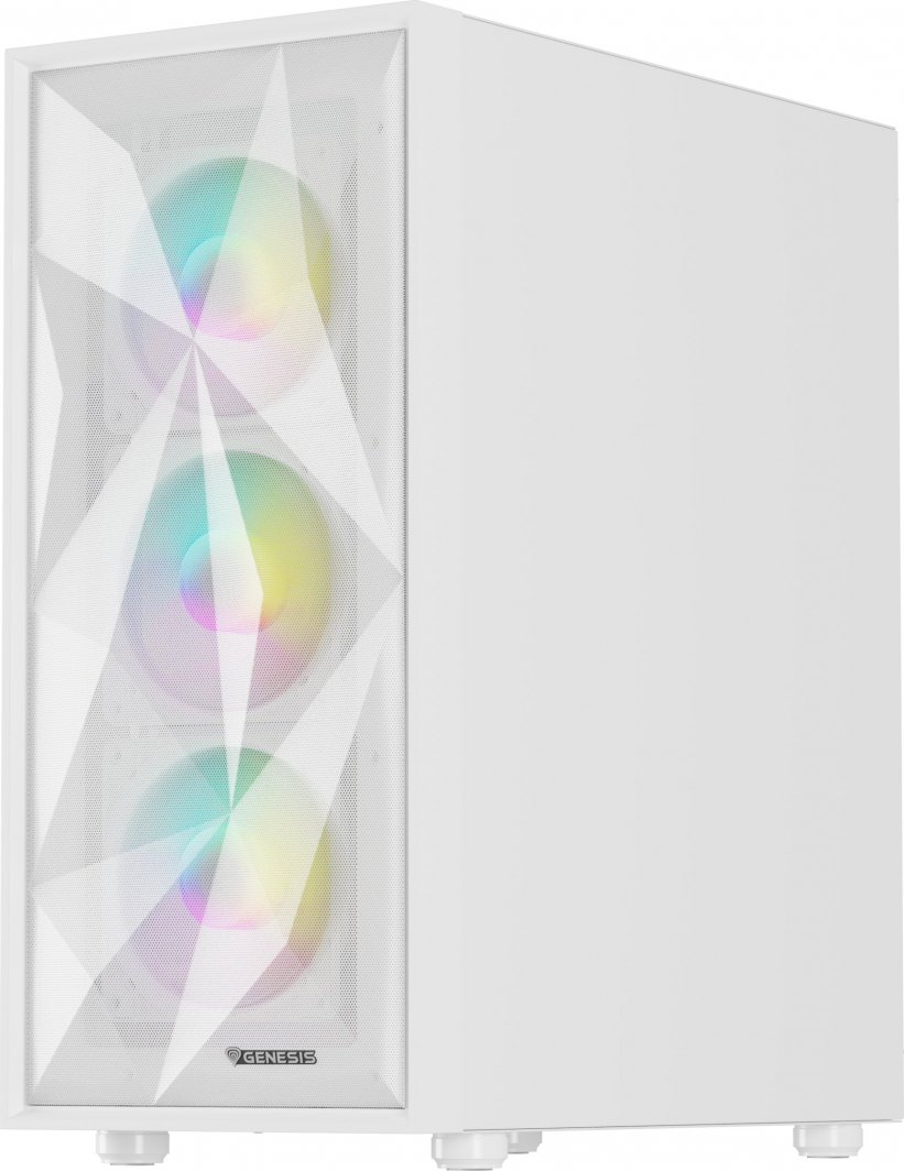 Куќиште за компјутер Genesis Diaxid 605 ARGB, бело, Midi Tower