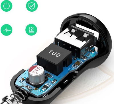 Karikues telefoni Ugreen për makinë, 2 x USB-A, 4.8 A, i zi