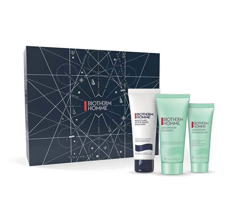 Biotherm Homme Basics Line Машки сет, смирувачка емулзија после бричење 75 мл + гел за чистење 40 мл + хидратантен гел 20 мл Biotherm Homme Basics Line Машки сет, смирувачка емулзија после бричење 75 мл + гел за чистење 40 мл + хидратантен гел 20 мл