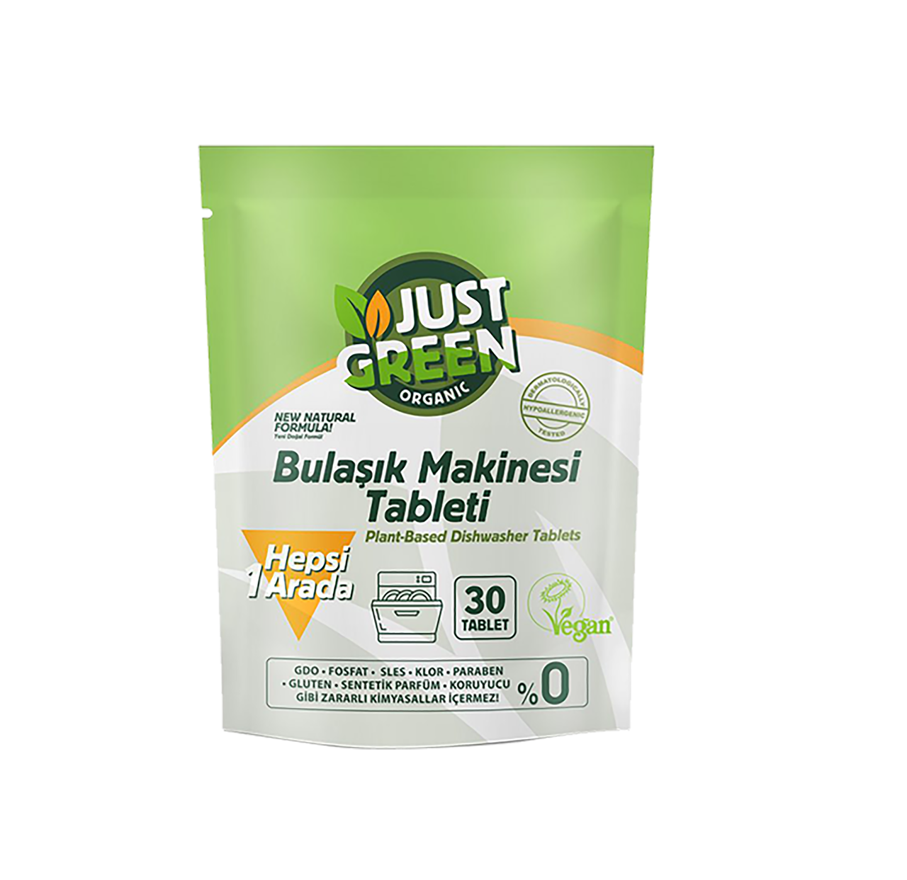 Tableta për enëlarëse Just Green Organic, 480 gr