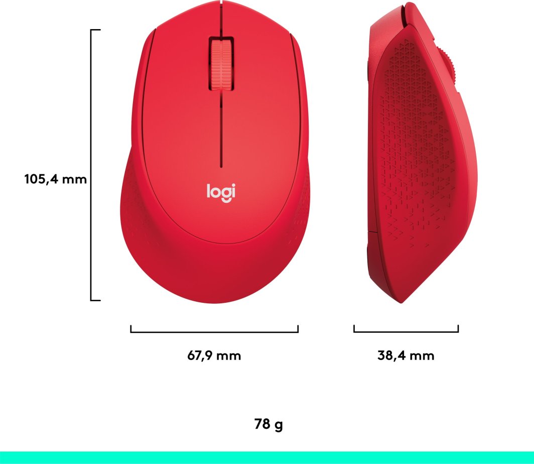 Глушец Logitech M330, wireless, USB, црвена