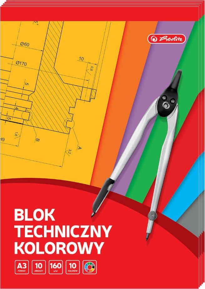 Bllok Herlitz Technical, 5 copë, A3, shumëngjyrëshe