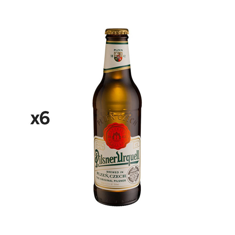 Birrë Pilsner Urquell, shishe, 6 copë x 0.33L (paketë)