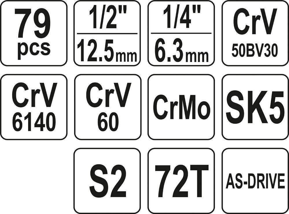 Set vegla pune Yato No (YT-38911), 79 pjesë