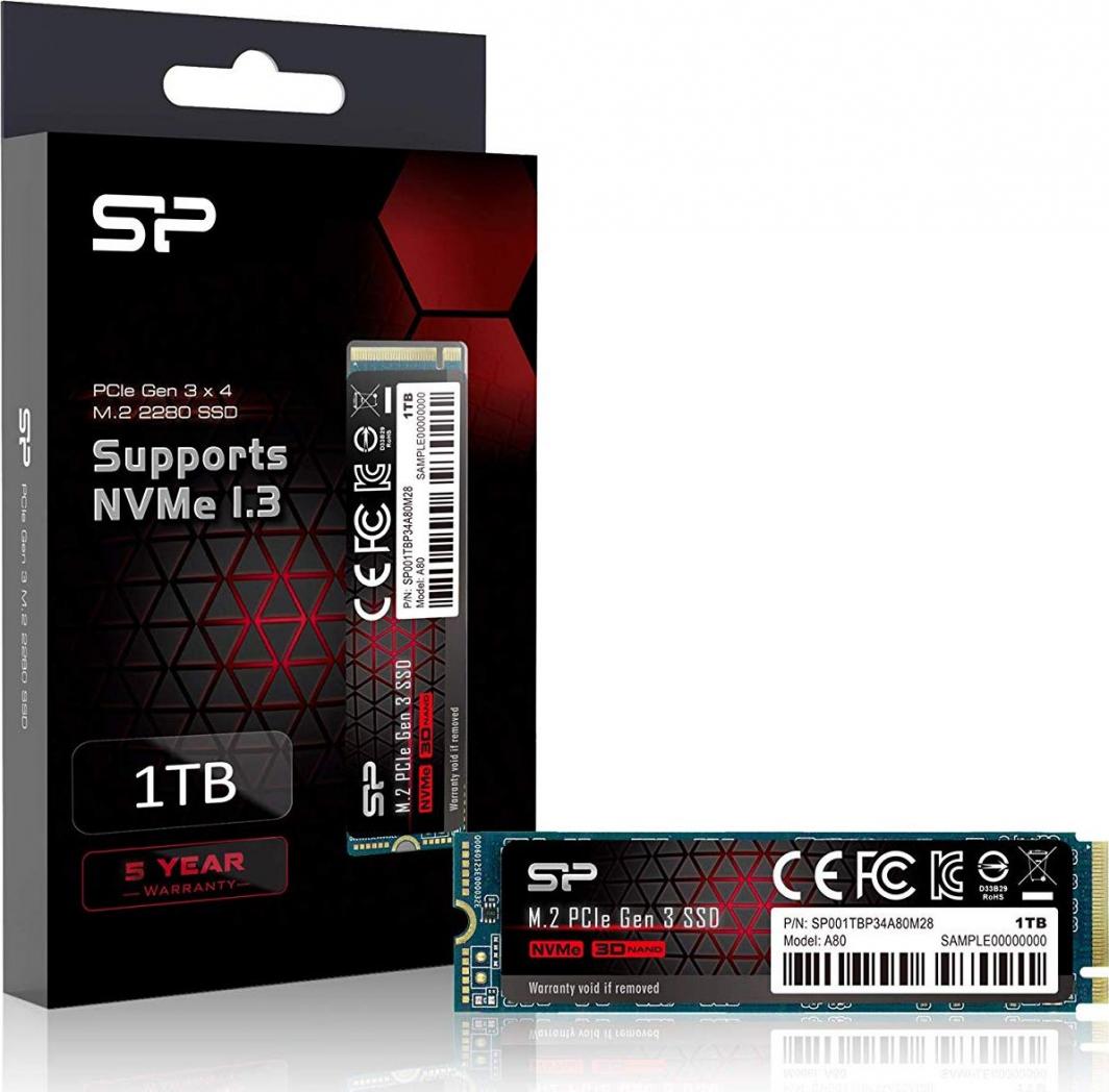 Disk SSD Silicon Power P34A80, 1TB, M.2 2280 PCI-E x4 Gen3 NVMe