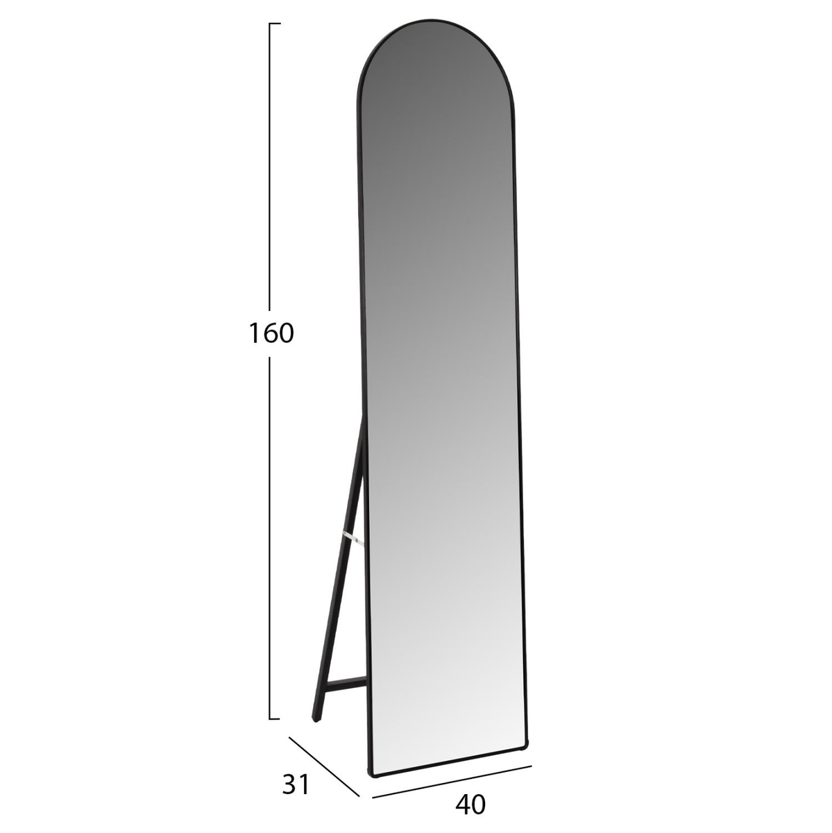 Pasqyrë dyshemeje Joely 40x31x160Hcm (HM9578.01), zezë