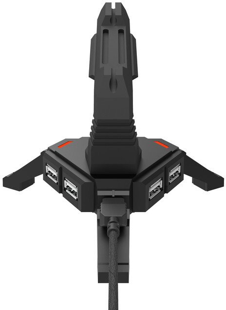 Mbajtëse kabllo për maus CANYON WH-100, 2in1, 4port USB hub, LED backlight, kabllo 1.5m, e zezë