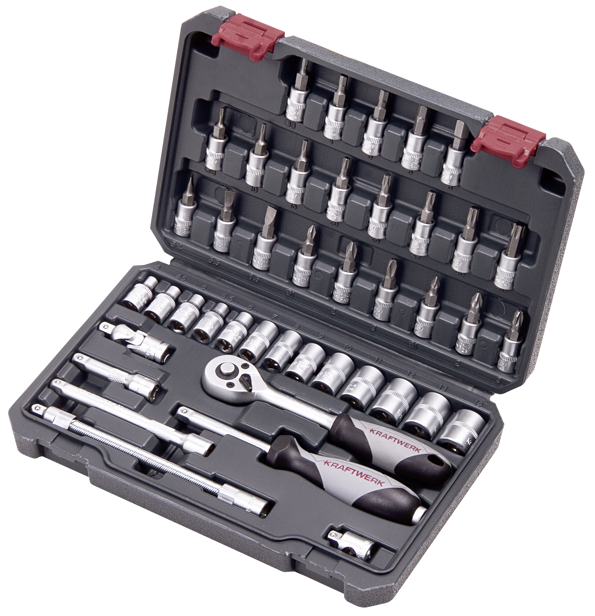 Set çelësa dhe fole Kraftwerk 204.101.000, 1/4", 42 pjesë Set çelësa dhe fole Kraftwerk 204.101.000, 1/4", 42 pjesë