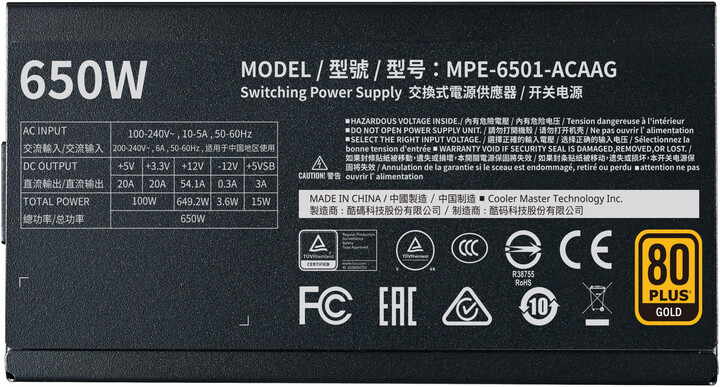 Burim energjie Cooler Master MWE Gold V2 MPE-6501-AFAAG-EU , 650W