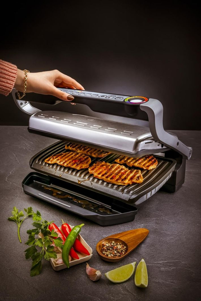 Grill elektrik Tefal GC724D12 OptiGrill + XL, 2000W, i argjendtë / i zi