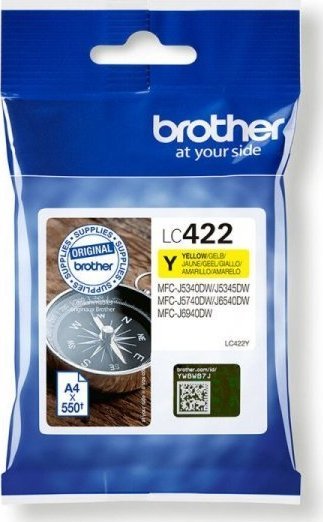 Ngjyrë për printer Brother LC422Y, e verdhë
