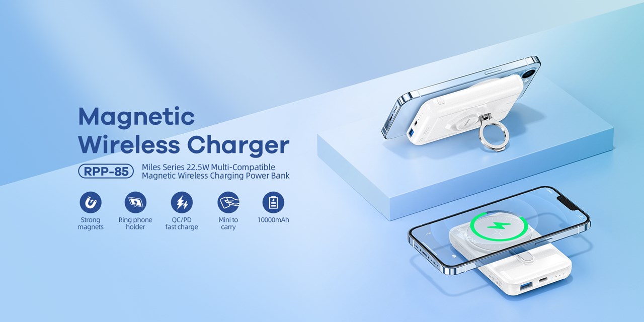 Power Bank Magnetik Remax RPP-85 22.5W, 10000 mAh, e bardhë