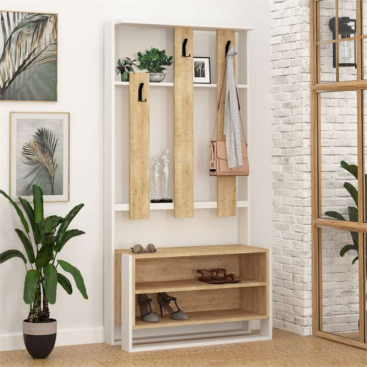 Paradhomë Decortie Chester, 90x36x180cm, kafe e hapur/bardhë