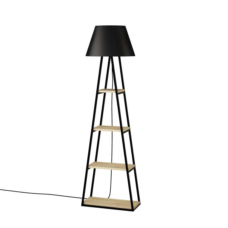 Llambë dyshemeje Decortie Pal 165cm, e zezë / kafe e hapur