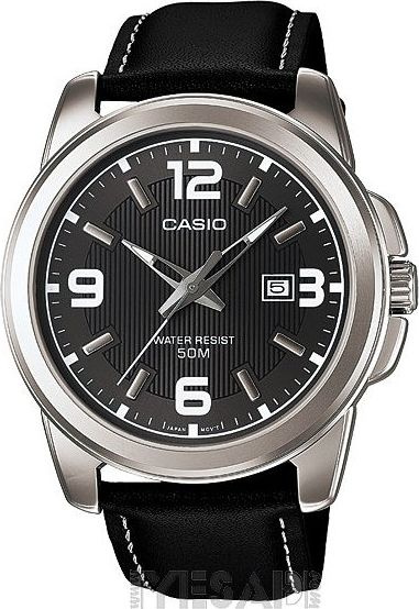 Ora dore Casio MTP-1314PL-8AVEF, për meshkuj, rrip lëkure, argjendi