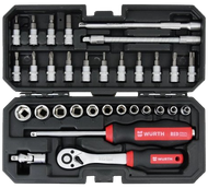 Set arpion me çelësa kokë, Würth, Redstripe, 1/4", 6 këndore, 32copë