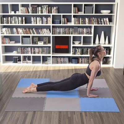 Shtresë për ushtrime One Fitness puzzle, 9 pjesë, e kaltër/e hirtë