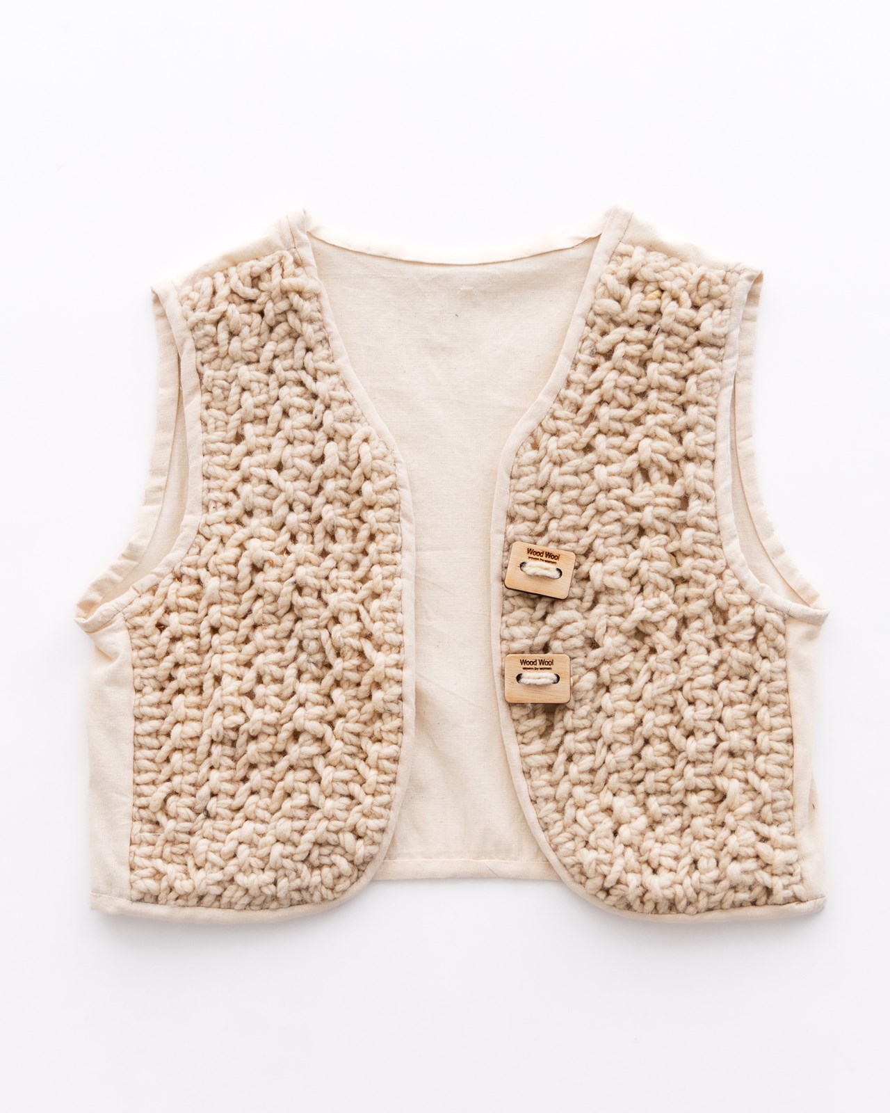 Jelek CreatResili Wood Wool Woven by Women, M (38), i kremtë