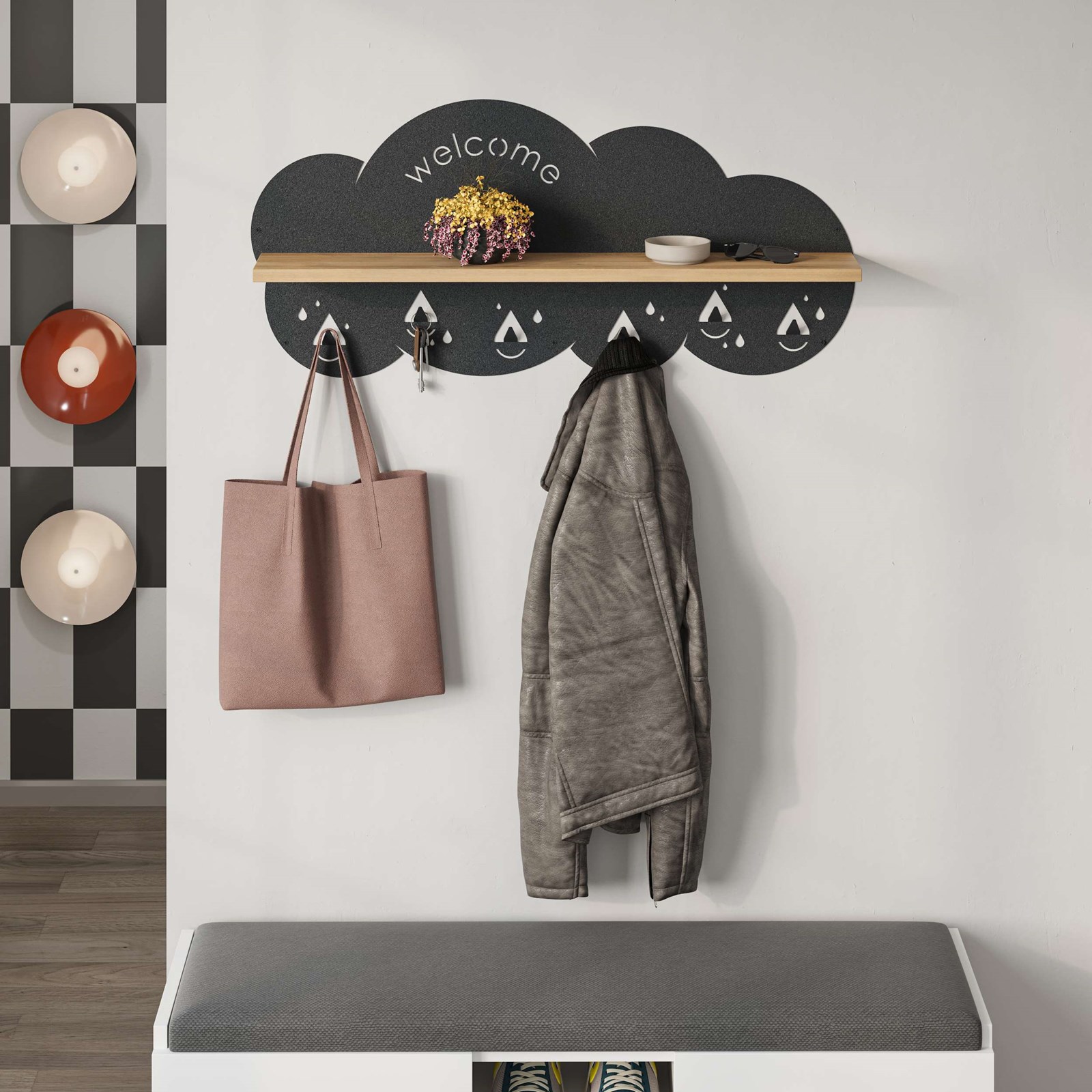 Varëse për rroba Decortie Cloudy 84x14x39.6cm, hiri