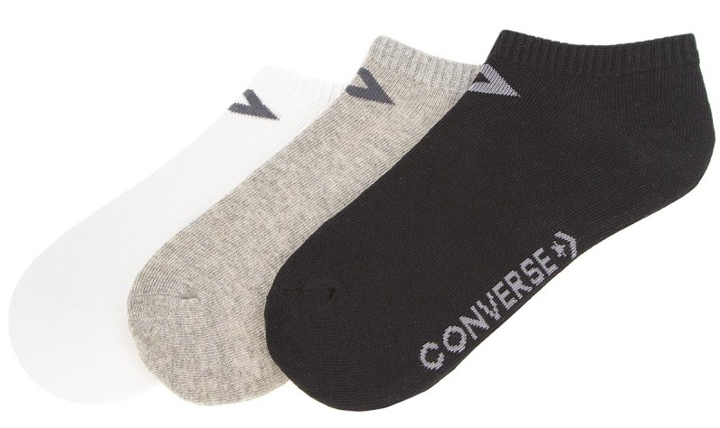 Set çorape për femra Converse, 3 palë, të zeza/bardha/hirta