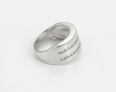 Set Xuping - unazë + vathë të veshura me platin UVPAB, argjendtë/bardhë, 15.70 mm