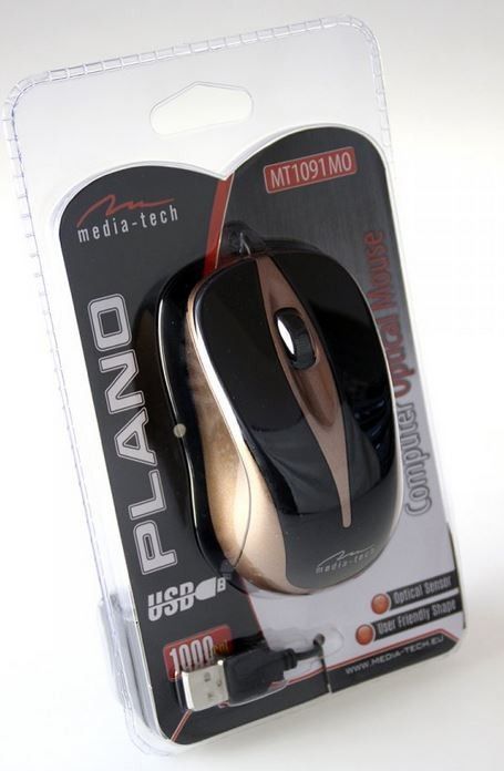 Глушец Media-Tech Plano, со кабел, USB, црна и златен