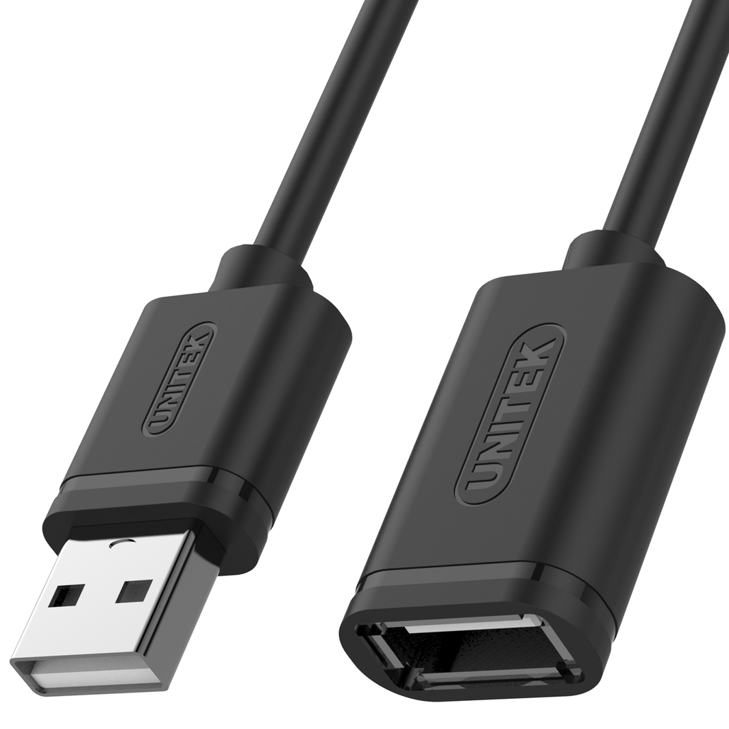 UNITEK USB 2.0 Продолжителен Кабел, 2 m, Црн