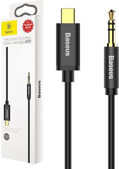 Kabllo USB Baseus (30476-uniw), USB-C në Mini Jack 3.5mm, 1.2 m, e zezë