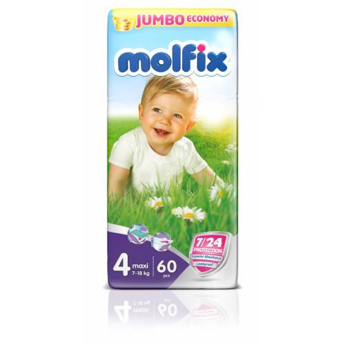 Pelena Molfix jumbo, 4 maxi /7-18kg 60*3